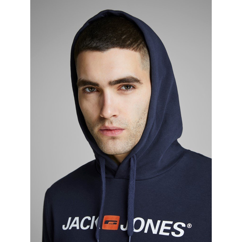 Jack & Jones Mens Hoodied Essentials Regular Fit Cotton Blend Logo ...