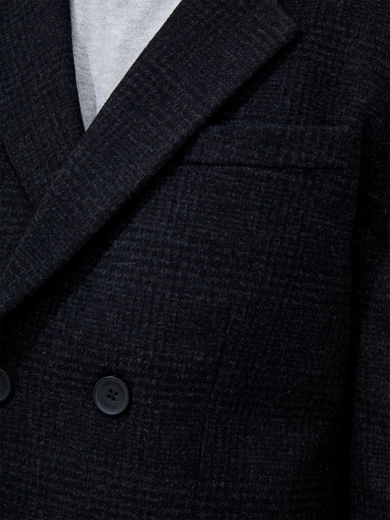 French Connection Men's Peacoat | Soft Mid-Weight Check Fabric, Double-Breasted - Picture 7 of 7