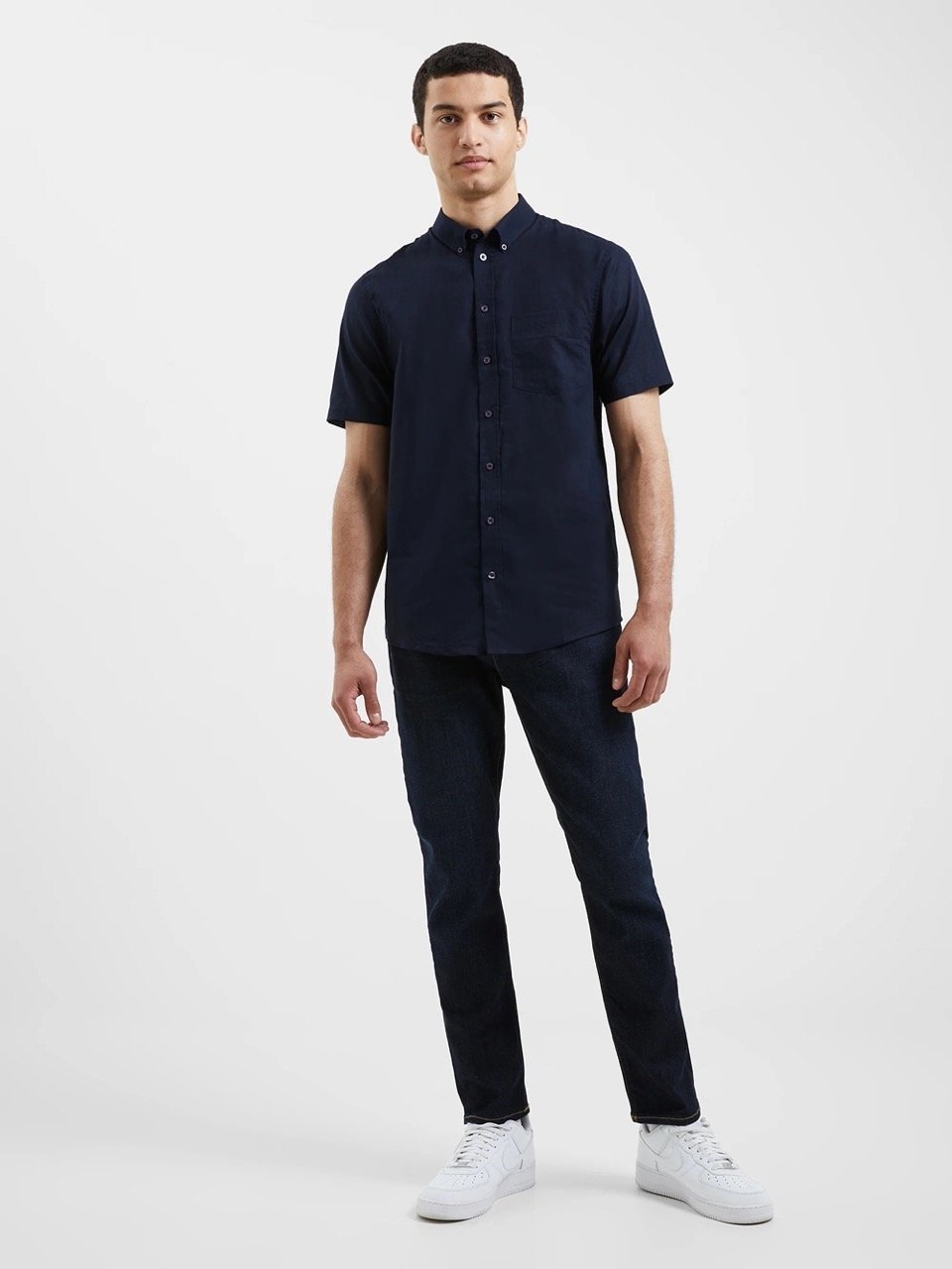 French Connection Mens Comfortable Regular Fit Linen Short Sleeve Shirt - Picture 5 of 18