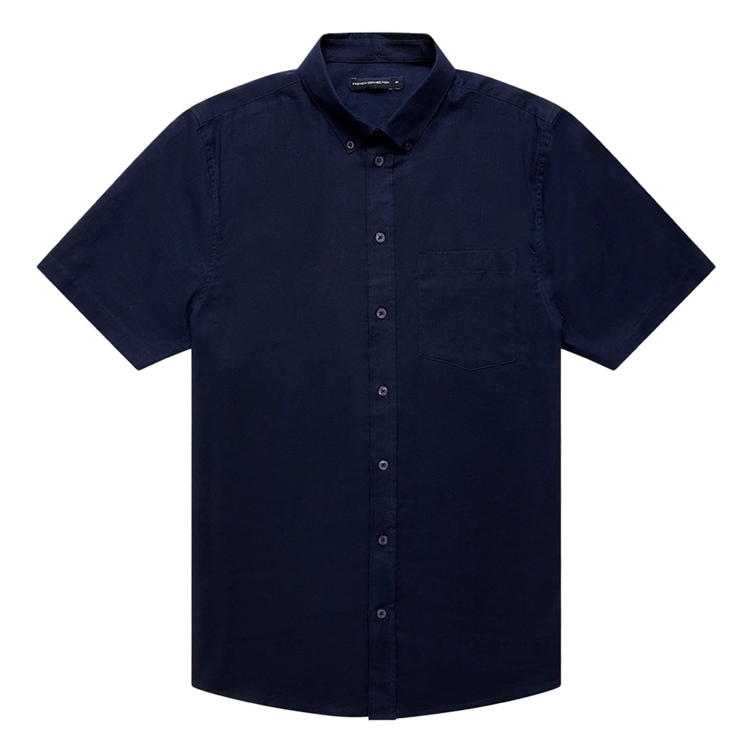 French Connection Mens Comfortable Regular Fit Linen Short Sleeve Shirt - Picture 2 of 18