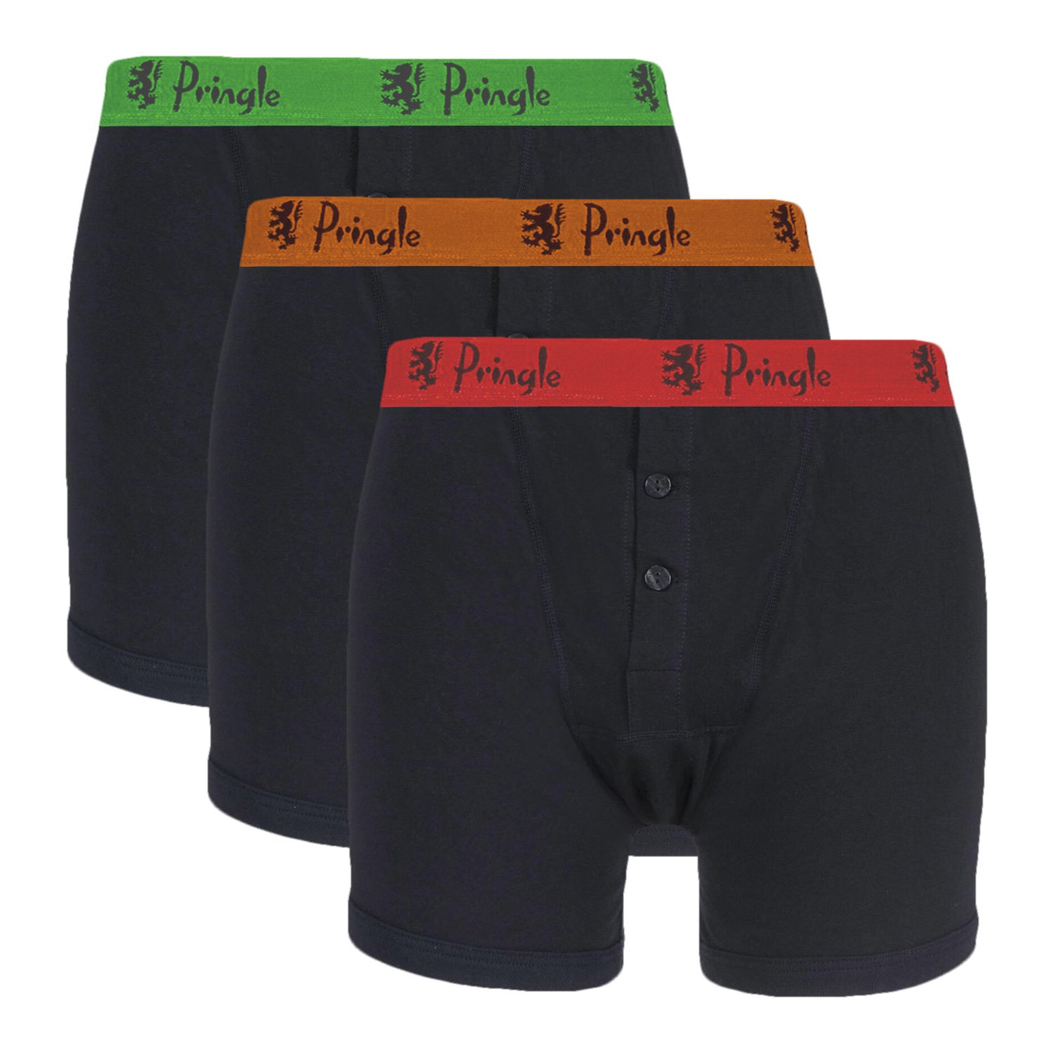 Pringle Mens 3 Pack Boxer Shorts William Button Front Cotton