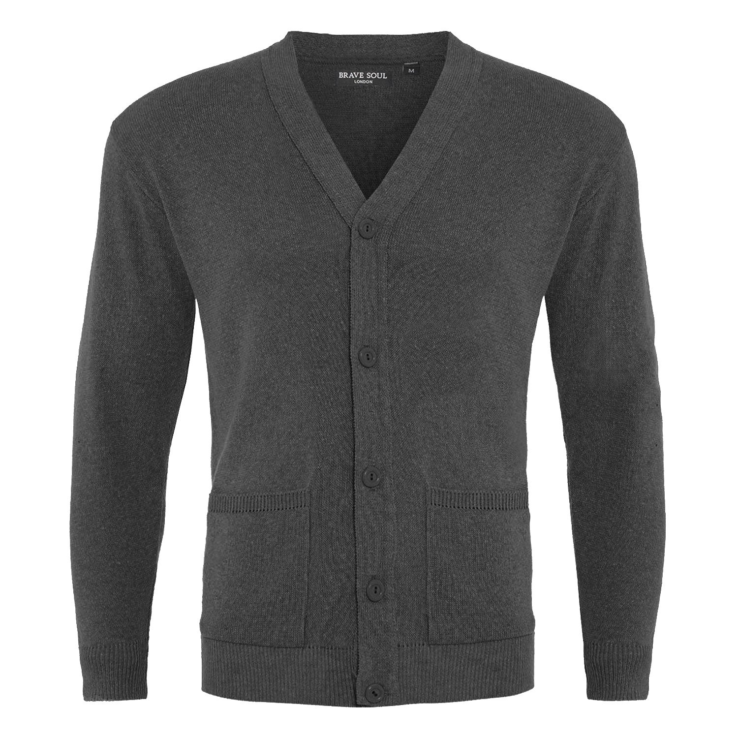 Brave Soul Mens Cardigan Farabi Button Through Knitted Jumper - Picture 7 of 10