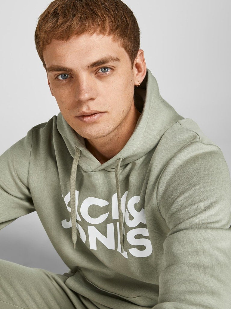 Sudadera con capucha para hombre Jack and Jones Corp estampado con logotipo sudor mezcla algodón jumper básico - Imagen 15 de 88