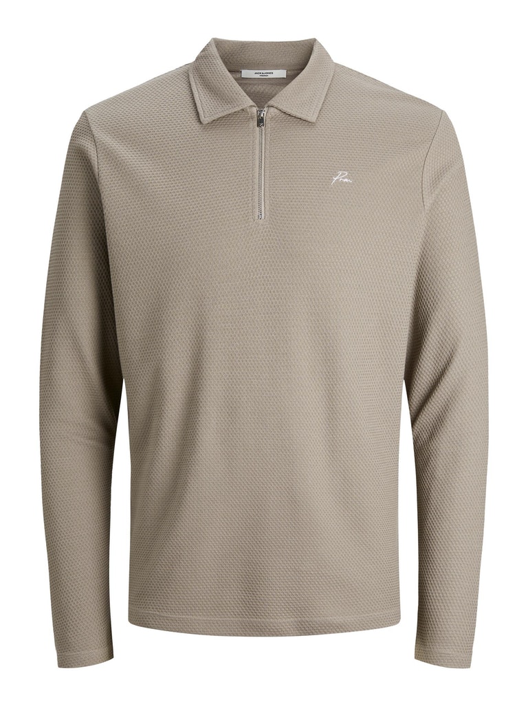 Jones Mens Polo Shirt Long Sleeve Zip 