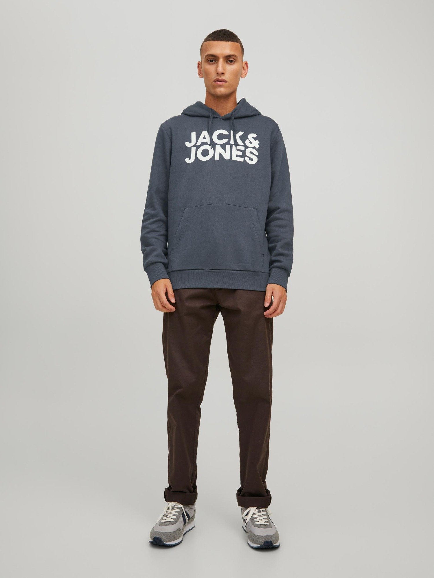 Sudadera con capucha para hombre Jack and Jones Corp estampado con logotipo sudor mezcla algodón jumper básico - Imagen 35 de 88