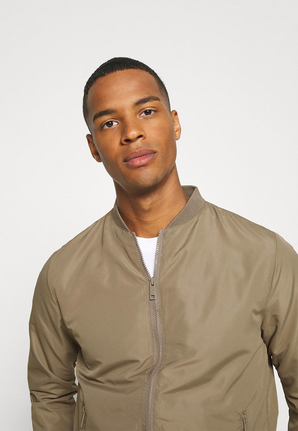 Brave Soul Mens Bomber Jacket Sanjay Long Sleeve Zipped Polyester Outwear