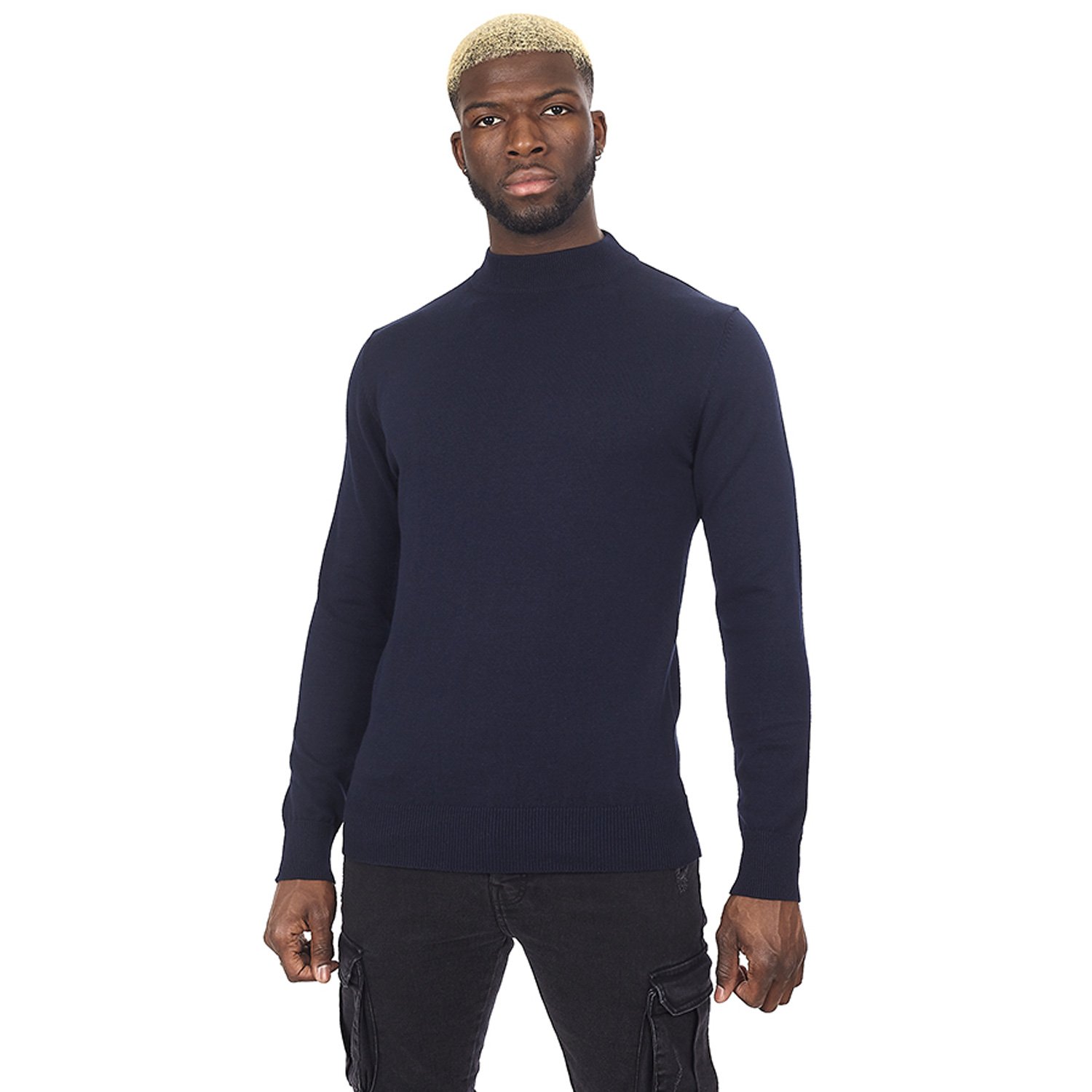 Brave soul Mens Turtle Neck Jumper Plain Basic 100% Cotton Pull Over ...