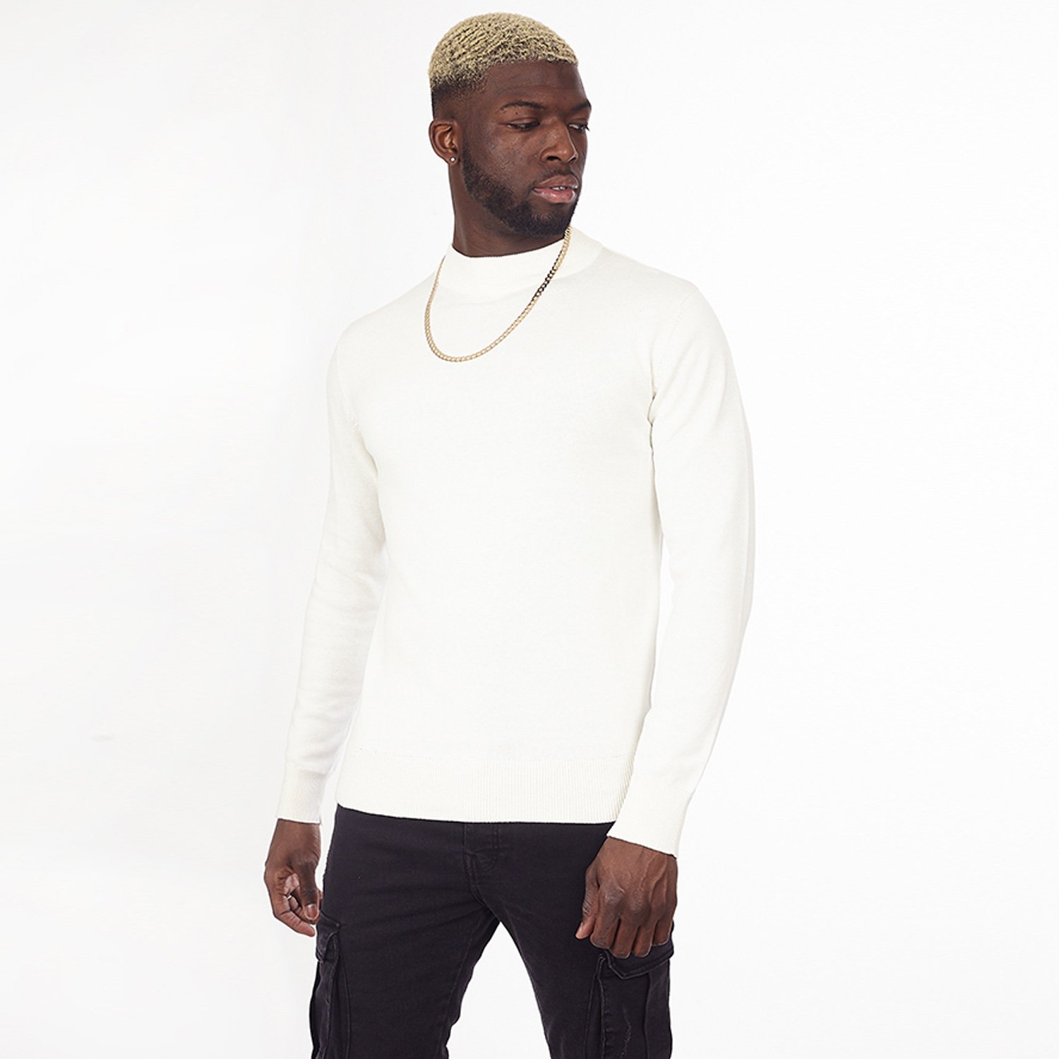 Brave soul Mens Turtle Neck Jumper Plain Basic 100% Cotton Pull Over ...