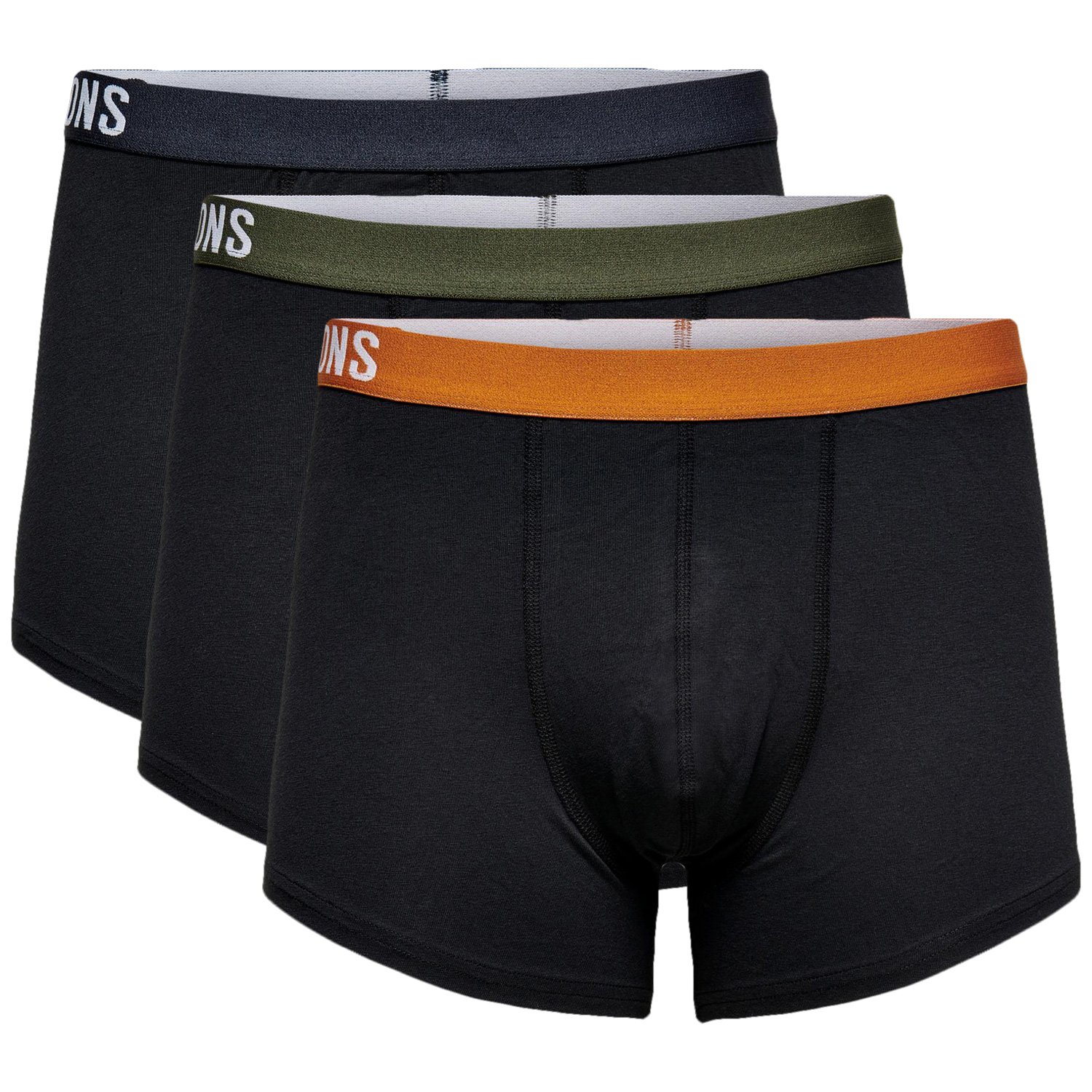 Only & Sons Mens Boxers Fitz 3 Pack Underwear Stretchy Material Cotton  Blend