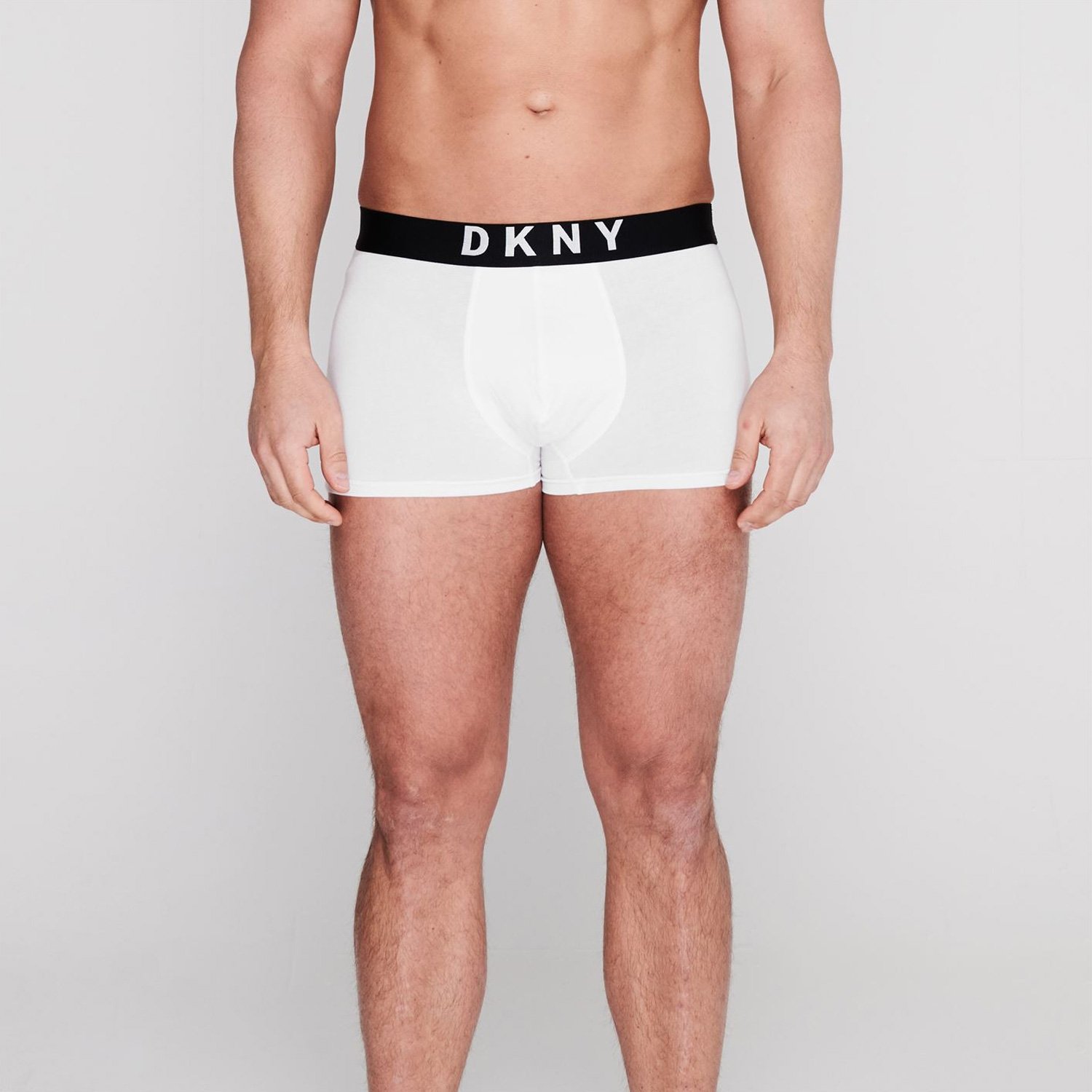 DKNY Mens 3 Pack Pearland Boxers Cotton Blend Trunks Logo Waistband  Underwear